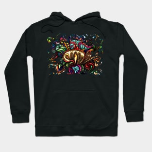 Chameleon painting on red mushroom, abstract psychedelic Hoodie